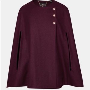 Ted Baker Buttoned Cape Maroon Medium